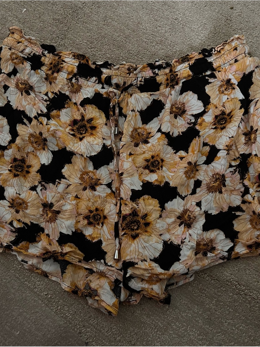 Maurices Black Floral Women's Shorts with Yellow and White Flowers